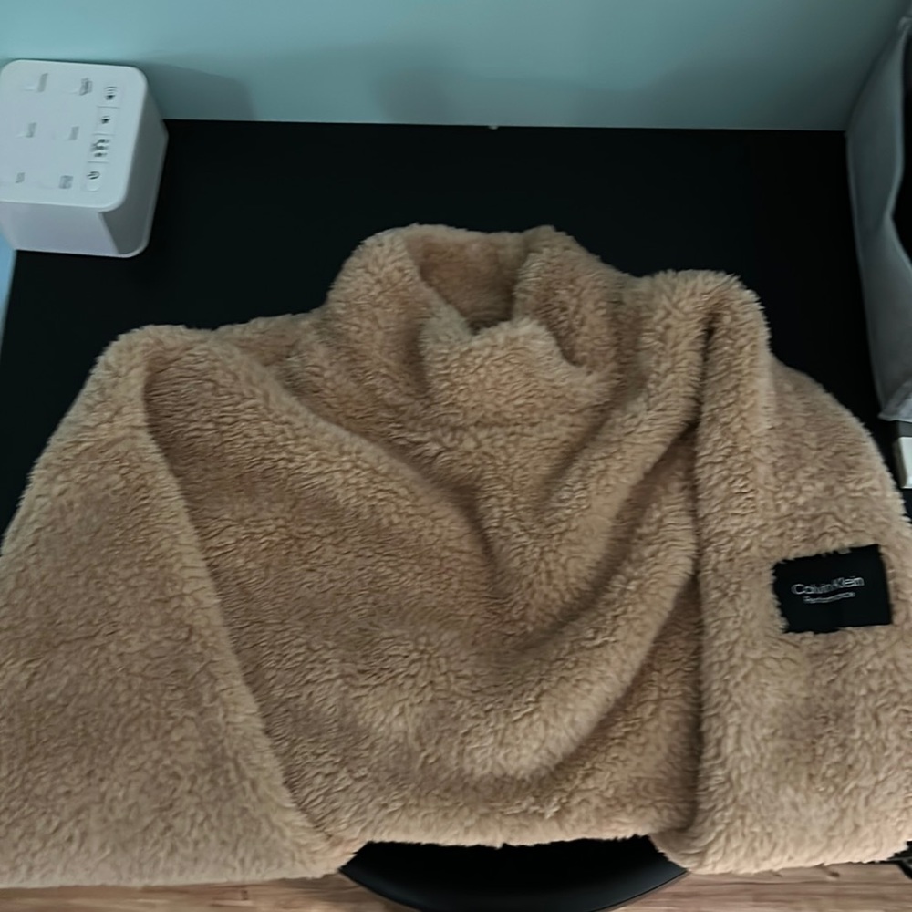 Fuzzy Calvin Klein mock neck sweater